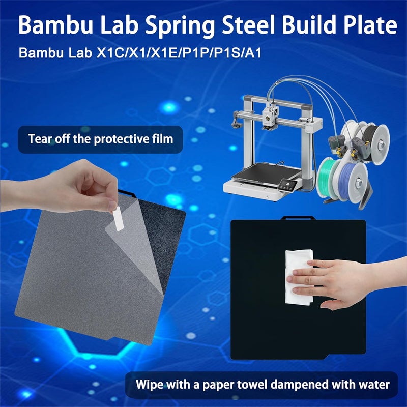 Tiny Trees Build Plate for Bambu Lab P1S A1 X1 X1C X1E P1P P2S: TinytreesSmooth PEI H1H Carbon PET PEO PEY Sheet Bed Plate for 3D Printing Hobbyist, 257 X 257mm (Smooth Black PEI+Textured Black PEI) - Image 2